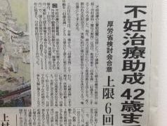 「不妊治療助成 42歳まで 上限6回に」厚労省検討会合意案