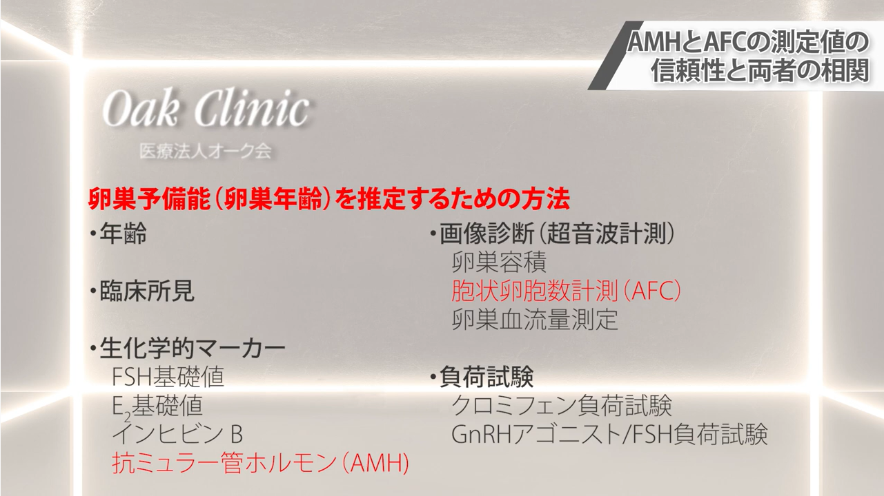 Oak Journal Review：AMHとAFCの測定値の信頼性と両者の相関