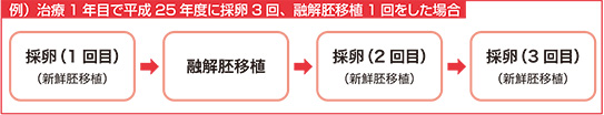 治療1年目でH25年度に採卵3回、融解胚移植1回をした場合