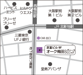 オーク梅田レディースクリニック地図