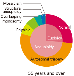 Chromosome abnormalities seen in age-stratified miscarriages (over 35 years)